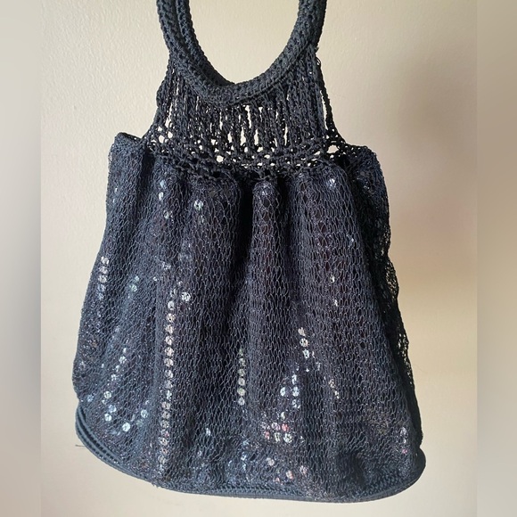 Vintage Y2K Crochet Sequin Handheld Tote Mini Bag - Picture 3 of 7